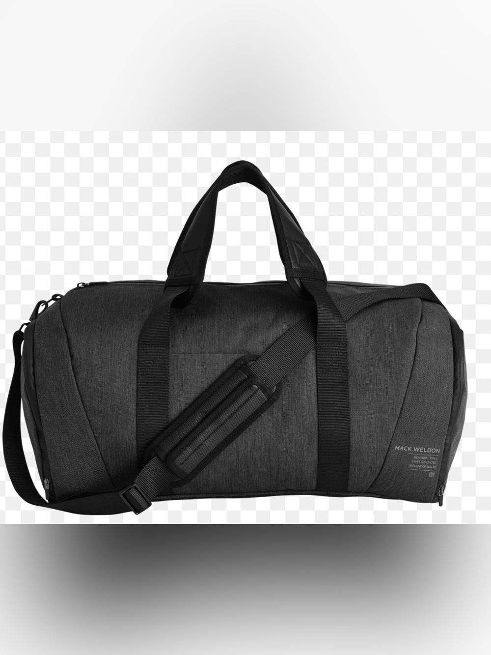 Mack Weldon Atlas Charcoal Black Duffel with Adjustable Shoulder Strap